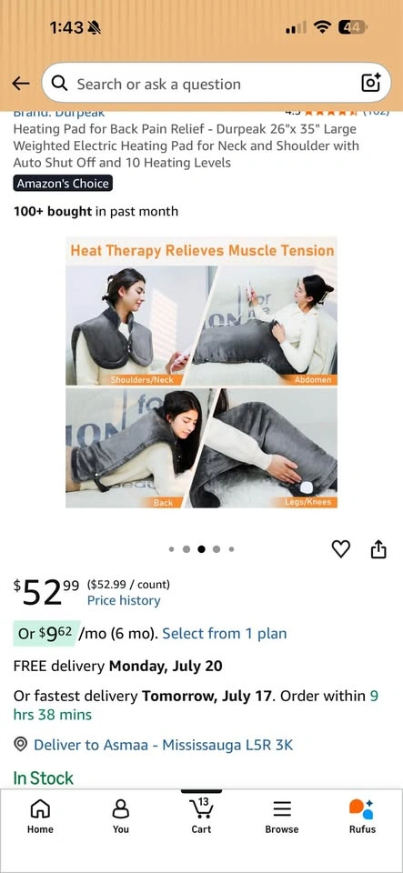 Heating Pad for Back Pain Relief - Large Weighted Electric Heati - photo 2