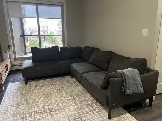 Modern Charcoal Fabric Sectional Sofa