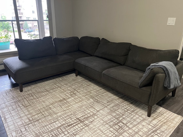 Modern Charcoal Fabric Sectional Sofa - photo 2