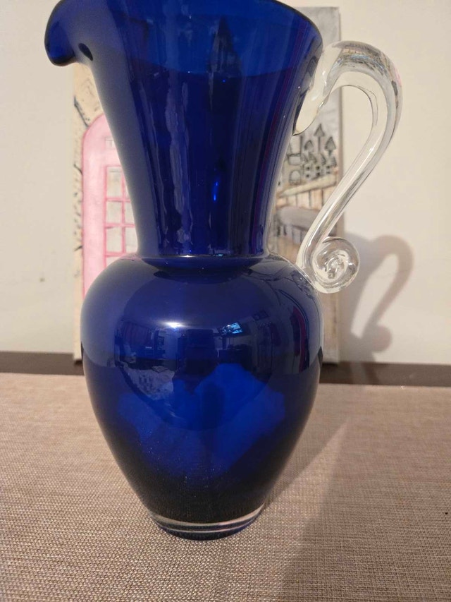 Vintage Cobalt Blue Glass Pitcher - New