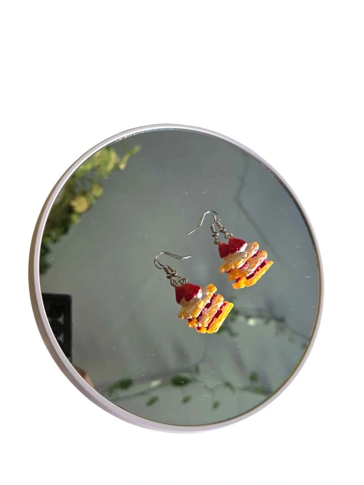 Strawberry Shortcake Dessert Earrings Miniature Food Jewelry - photo 5