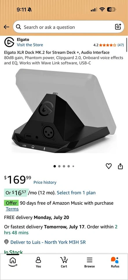 Elgato XLR Dock for Stream Deck+ — Open Box / Never Used