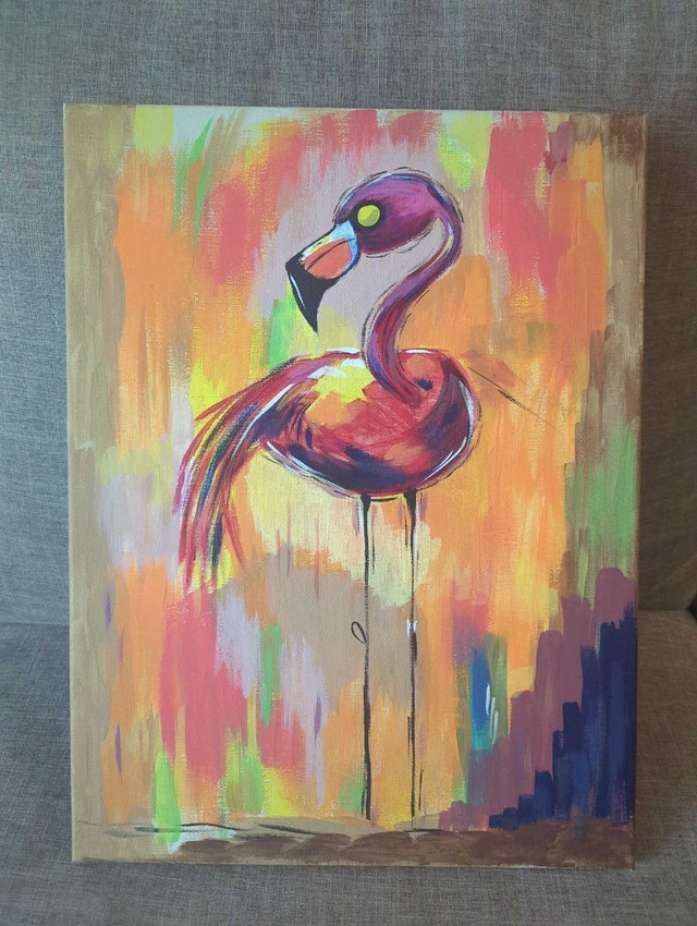 Zombie Flamingo Canvas Wall Art, Original