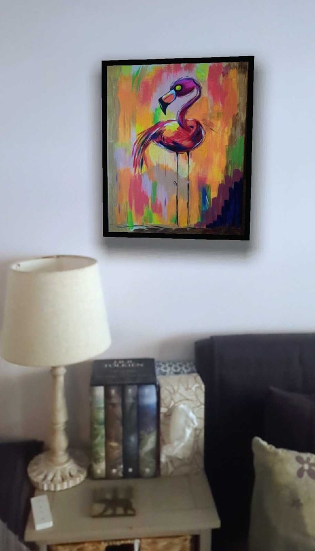 Zombie Flamingo Canvas Wall Art, Original - photo 3