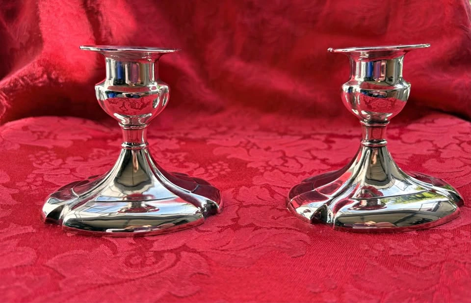 Pair of LB Silver Plated EP Zinc Candlesticks