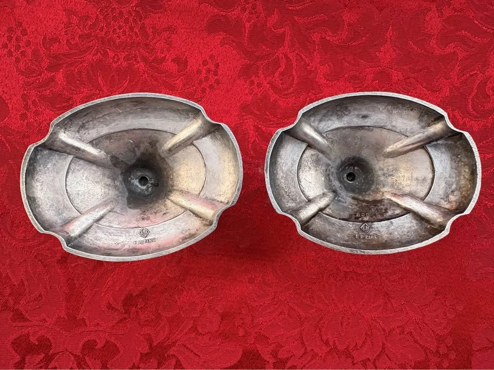 Pair of LB Silver Plated EP Zinc Candlesticks - photo 4