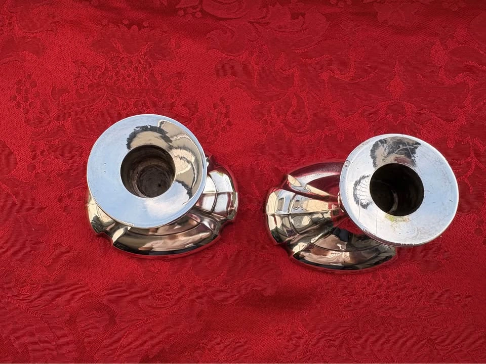 Pair of LB Silver Plated EP Zinc Candlesticks - photo 5