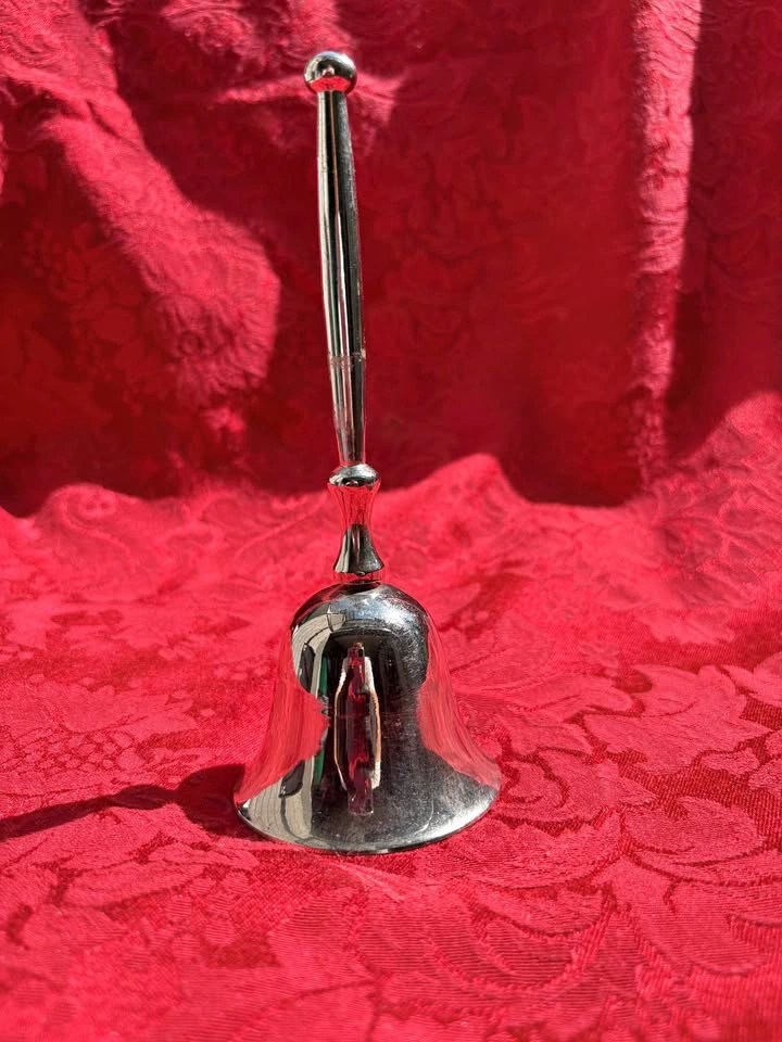 Vintage Silver-Toned Hand Bell, 7 Inches