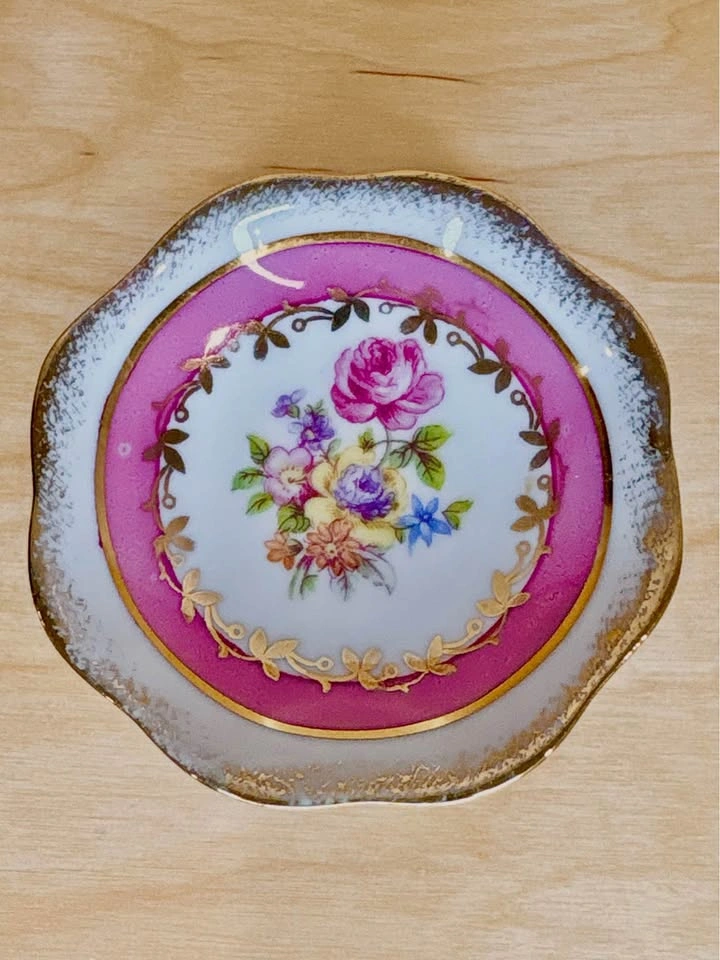 Vintage East German Floral Porcelain Pedestal Dish - photo 2