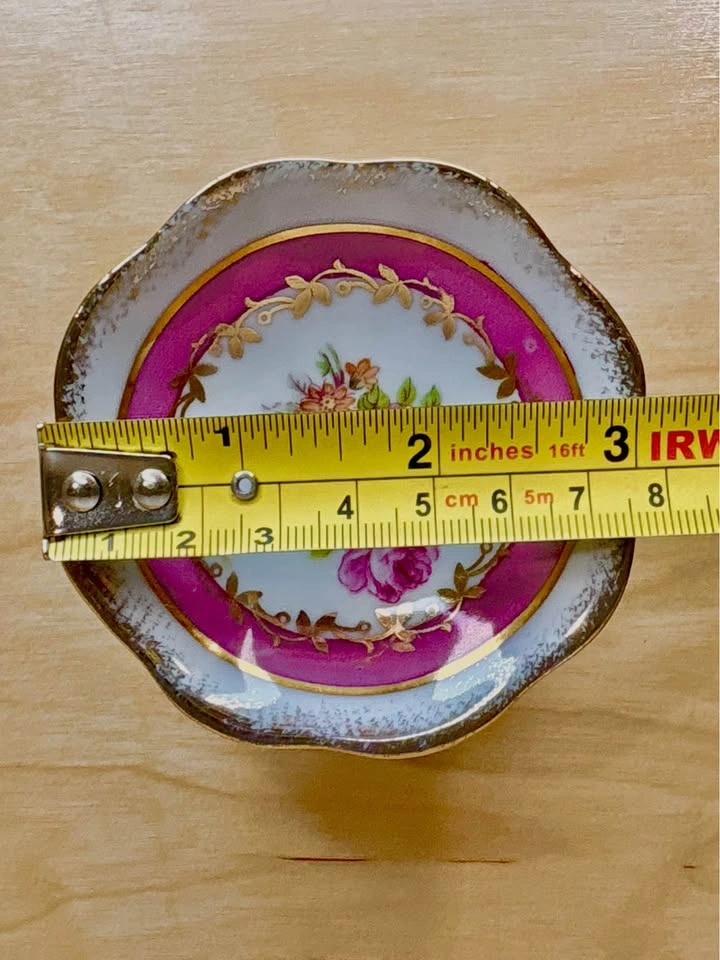Vintage East German Floral Porcelain Pedestal Dish - photo 4