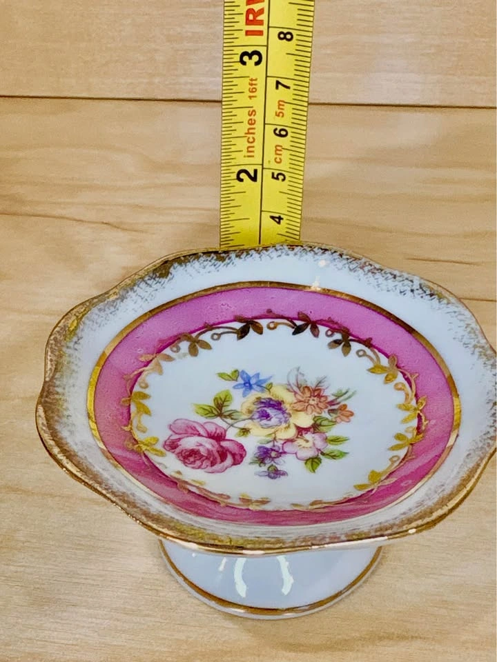 Vintage East German Floral Porcelain Pedestal Dish - photo 5