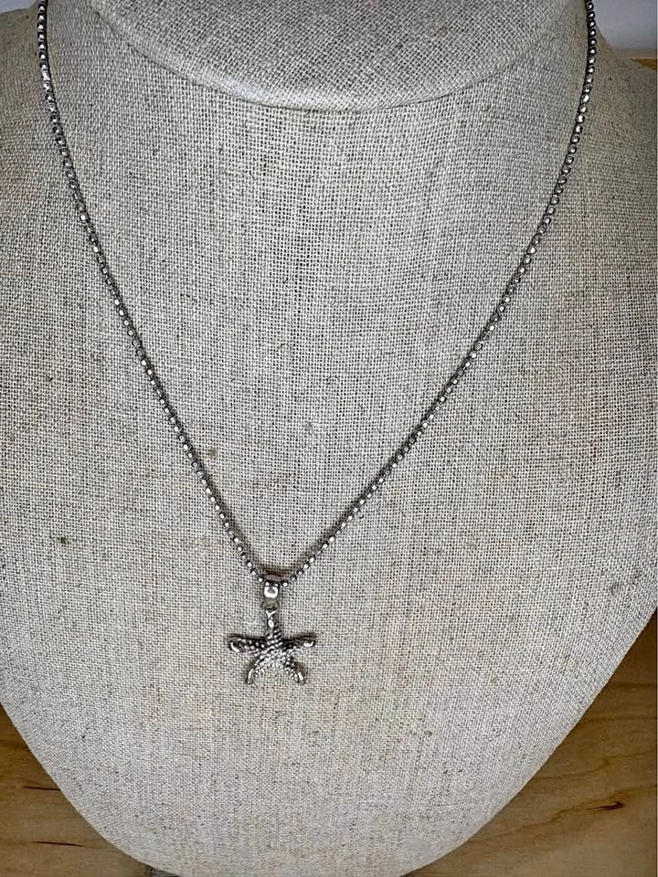 Sterling Silver Starfish Pendant Necklace Italy Silver