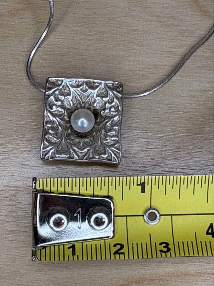 Sterling Silver 925 Israel Pearl Pendant Necklace - photo 4
