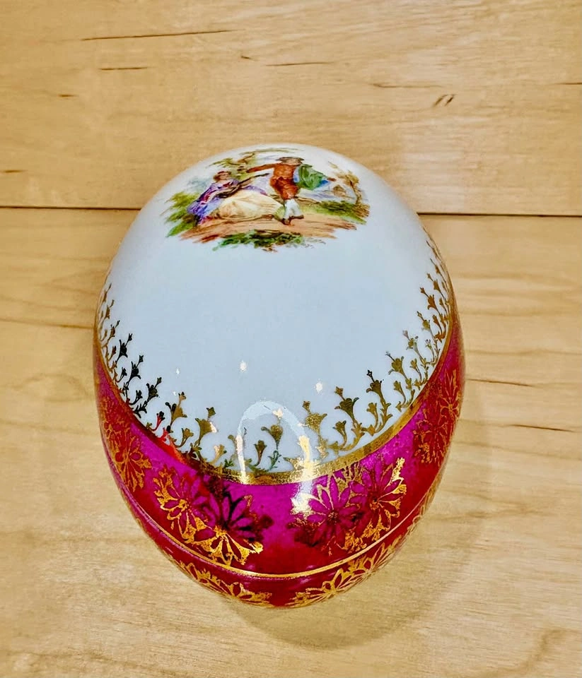 Antique Ilmenau Porcelain Egg Trinket Box c.1905-1929