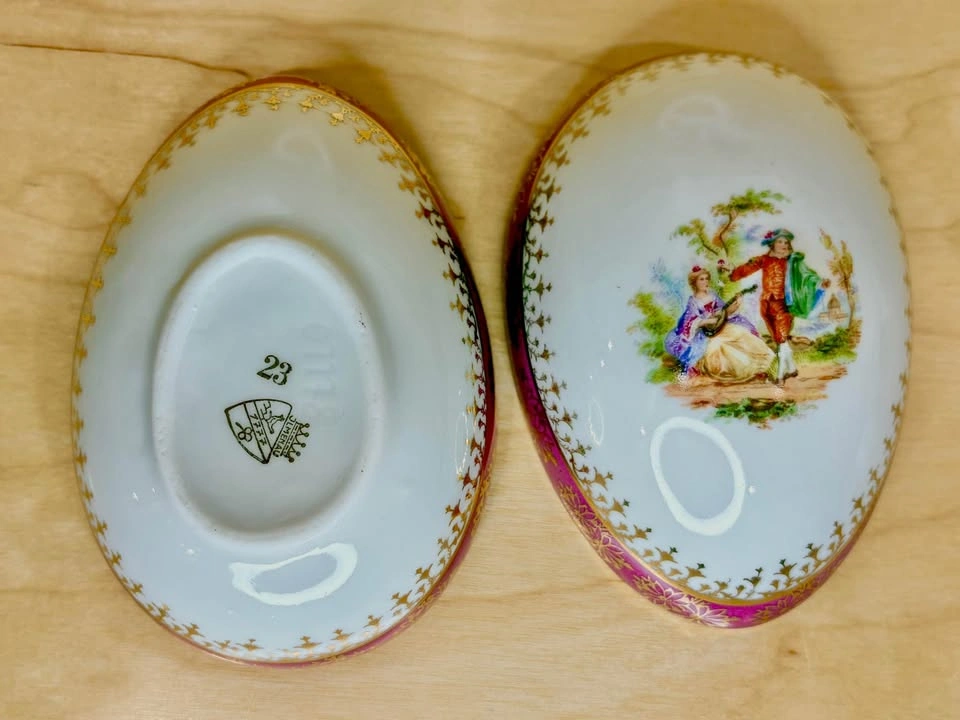 Antique Ilmenau Porcelain Egg Trinket Box c.1905-1929 - photo 3