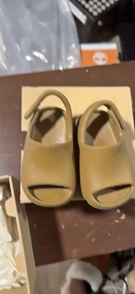 Yeezy Slide Infant Tan Open Toe Sandals with Heel Strap