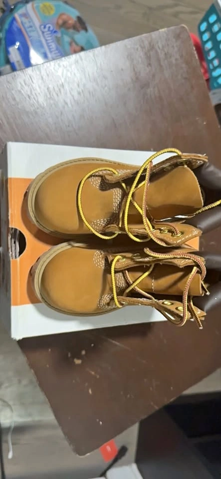 Tan Boots with Yellow Laces