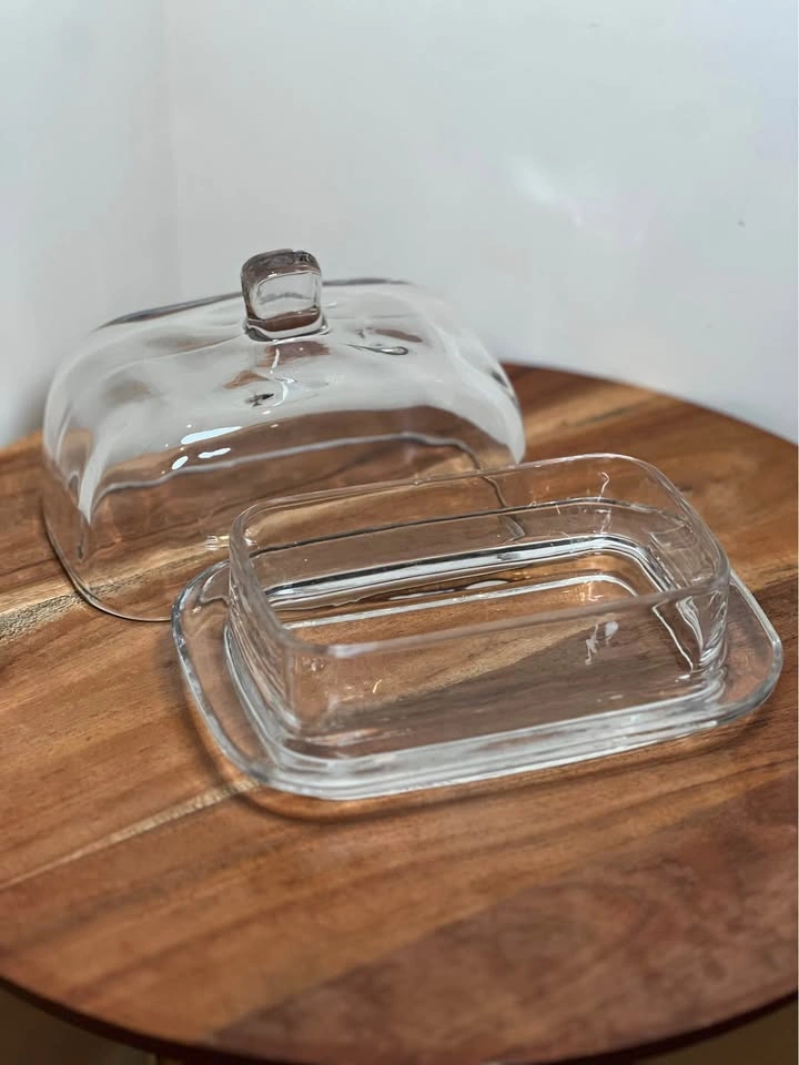 Classic Heavy Clear Glass Butter Dish with Domed Lid - photo 4