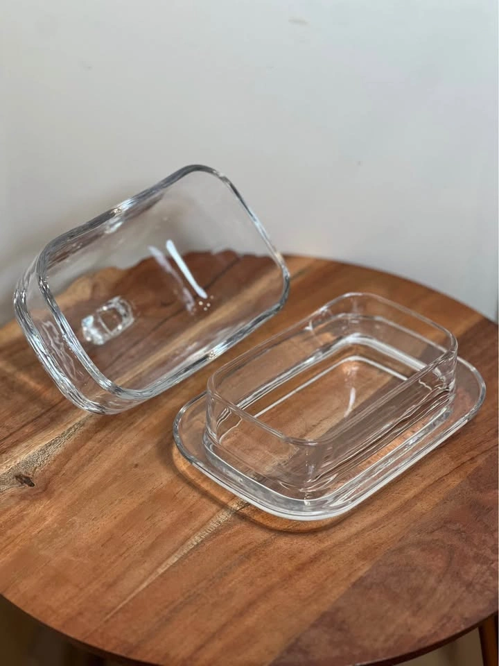 Classic Heavy Clear Glass Butter Dish with Domed Lid - photo 5