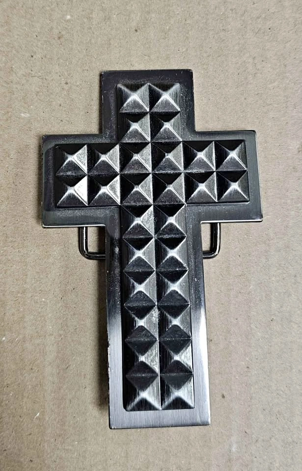 Brand New Premium Heavy Metal Gothic Studded Cross Belt Buckle