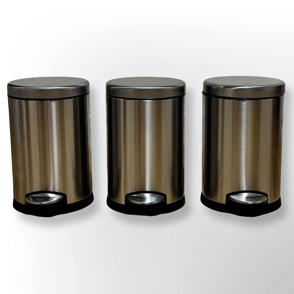 Bundle of 3 simplehuman Trash Cans - Brushed Stainless Steel
