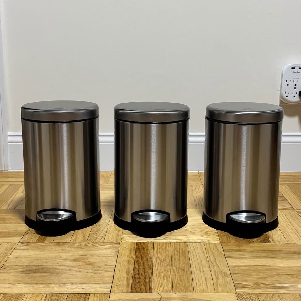Bundle of 3 simplehuman Trash Cans - Brushed Stainless Steel - photo 2