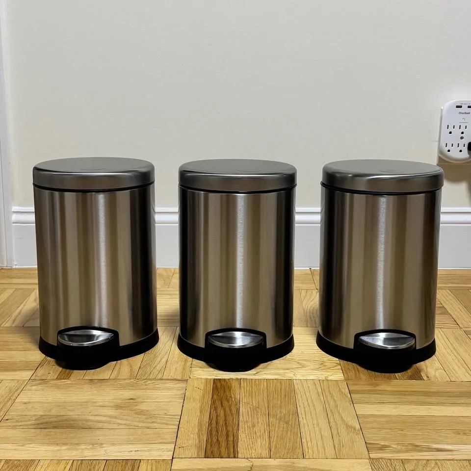 Bundle of 3 simplehuman Trash Cans - Brushed Stainless Steel image indicator(2)