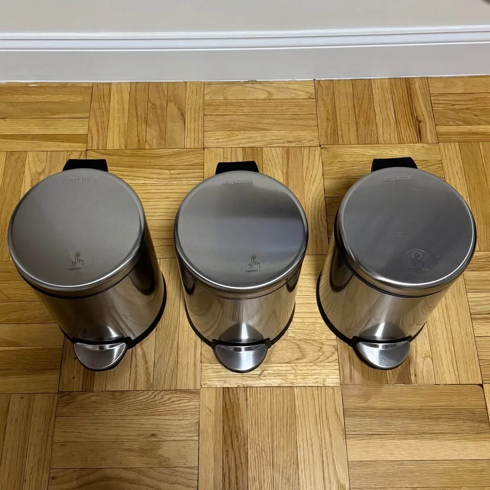Bundle of 3 simplehuman Trash Cans - Brushed Stainless Steel image indicator(3)