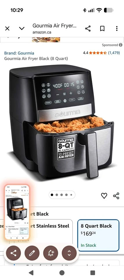 BRAND NEW IN BOX (Sealed/Unopened) — Gourmia XL Air Fryer