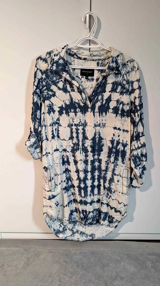 Tie-Dye Collar Shirt Dress - Size Small