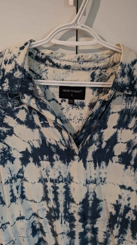 Tie-Dye Collar Shirt Dress - Size Small - photo 4