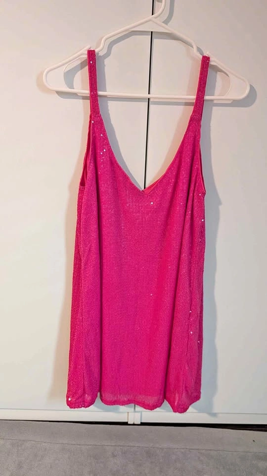 Pink Sequin Party Dress - Size Medium