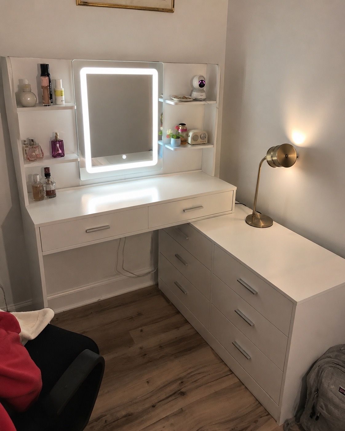 White Vanity Desk with Storage Drawers | Makeup Vanity or Desk