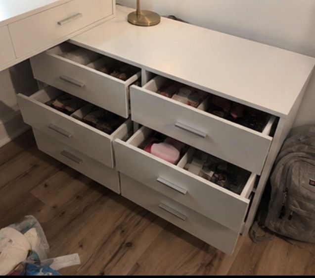 White Vanity Desk with Storage Drawers | Makeup Vanity or Desk - photo 4