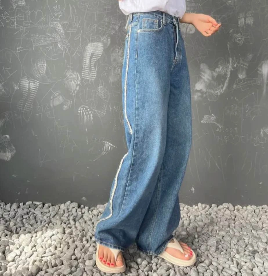 Wide Leg Side Seam Jeans – Size L - photo 3