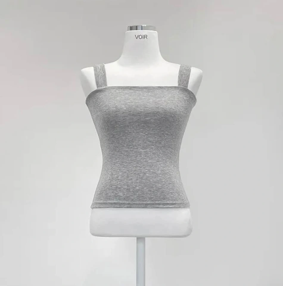 Square Neck Ribbed Tank Top – Heather Grey (XS–M) - photo 3