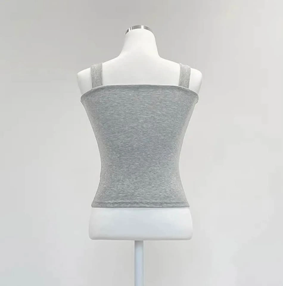 Square Neck Ribbed Tank Top – Heather Grey (XS–M) - photo 4