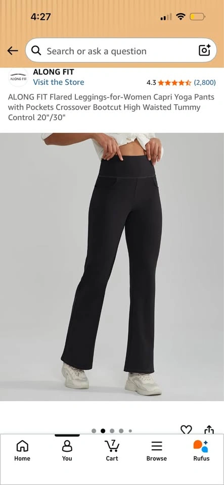 Black ALONG FIT Flared Leggings (Medium) - photo 2