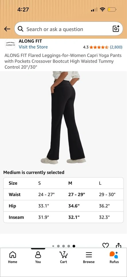Black ALONG FIT Flared Leggings (Medium) - photo 3