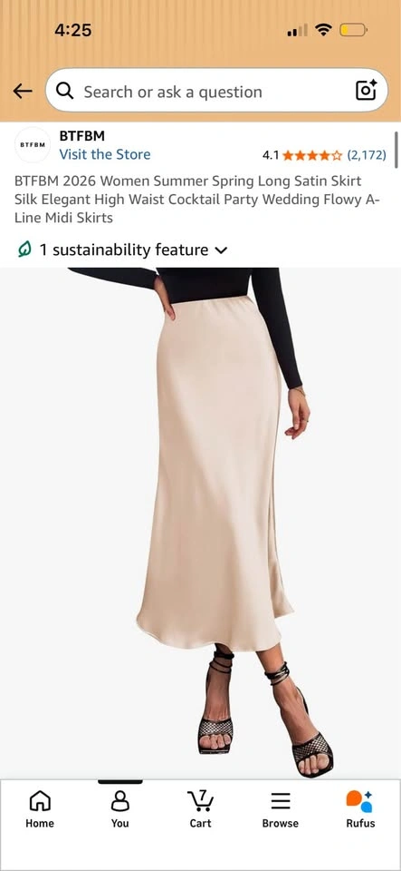 Beige Satin Midi Skirt – Size Medium - photo 2