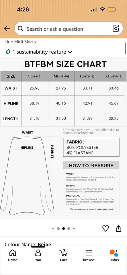 Beige Satin Midi Skirt – Size Medium - photo 3