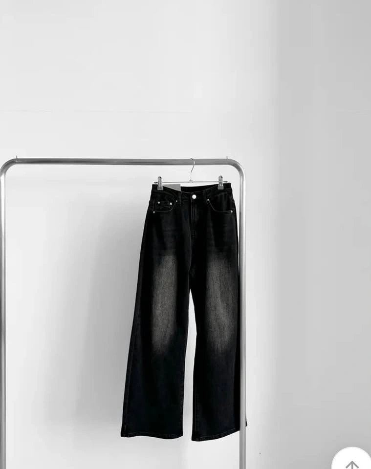 Fleece-Lined Wide Leg Jeans (Black) – Size L - photo 4