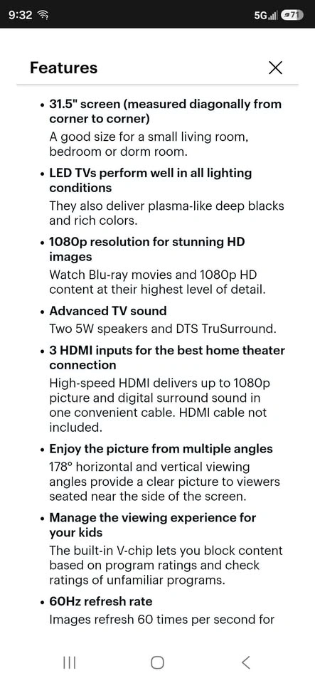 Sharp 32" LED HDTV (LC-32LB480U) – Full HD 1080p - photo 2
