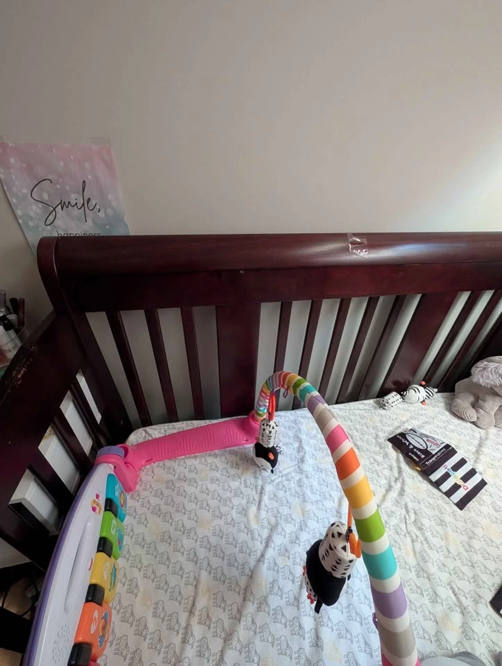 Solid Wood Sleigh Baby Crib with Mattress - photo 2