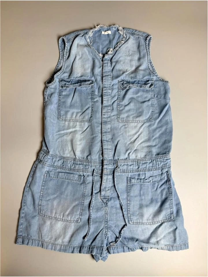 Ardene Denim Romper, Light Wash Chambray Playsuit, Size L