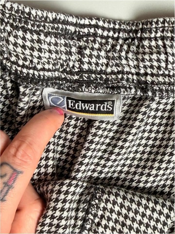 Vintage Houndstooth Wide Leg Pants, High Waisted Trousers - photo 4