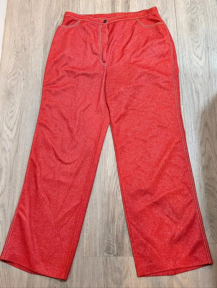 Vintage Tan Jay Red Orange Wide Leg Pants - Size 18