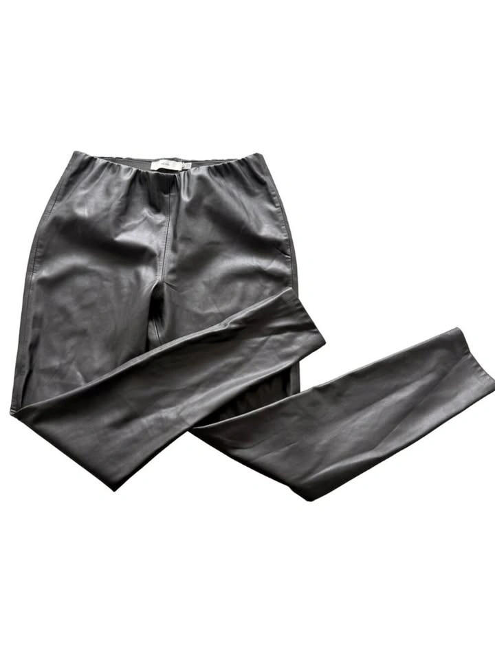 ICHI Faux-Leather Leggings Trousers Elastic Waist Size 42
