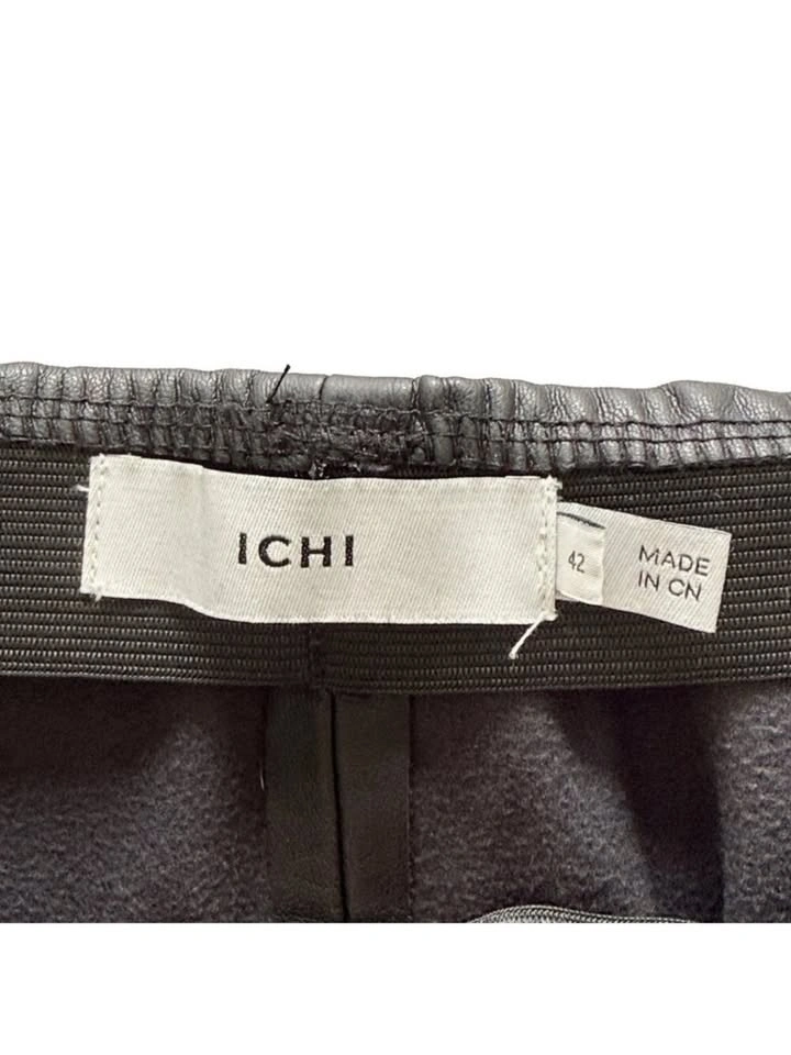 ICHI Faux-Leather Leggings Trousers Elastic Waist Size 42 - photo 4