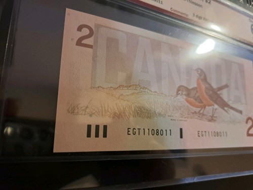 1986 Bank of Canada $2 Radar Note EGT 1108011 - photo 3
